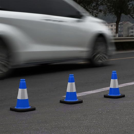 6 Pack 12" Inch Blue PVC Traffic Cones - Image 7