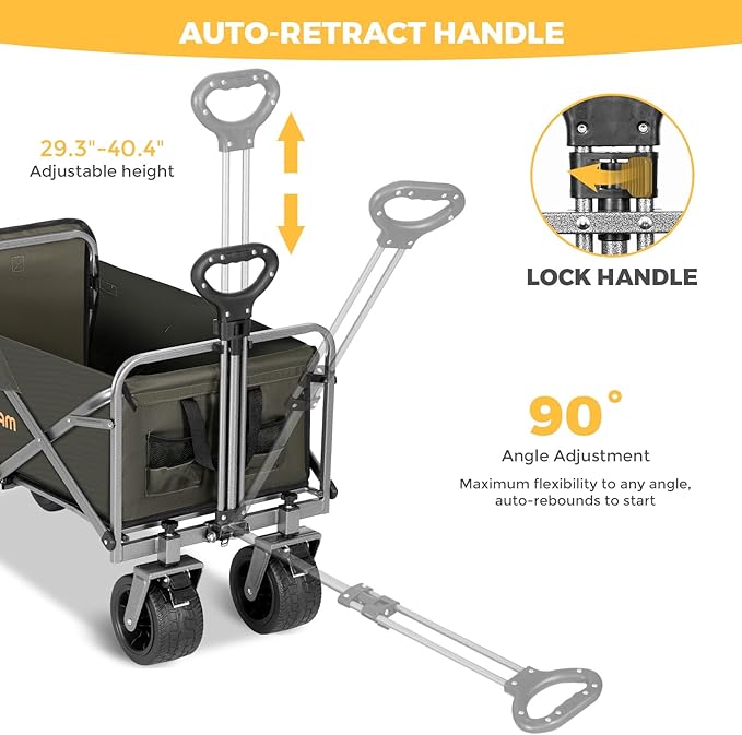 Collapsible Wagon Cart with Removable Tabletop, 500LBS Folding Wagons with - Image 6