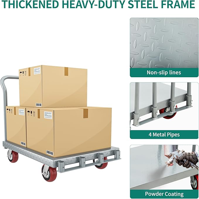 YITAHOME 2-in-1 Steel Panel Truck Cart 2200 LBS, Heavy Duty Platform Truck Carts - Image 5