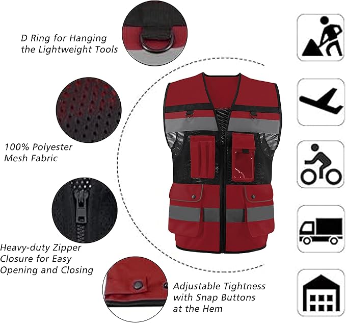Safety Vest High Visibility Reflective Construction Vest - Image 5