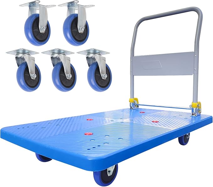 Flatbed Cart, Heavy Duty 1320lbs Capacity Platform Hand Truck 360 Degree Swivel by LFGUD