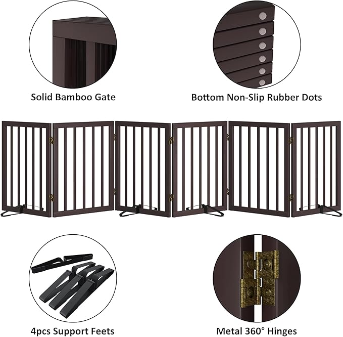 Freestanding Pet Gate 55-110" Extre Wide, Foldable Dog Gate - Image 5