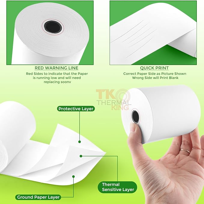 3 1/8" x 230' Thermal Paper, Fits Most Credit Card Terminal Point Of Sale - Image 3