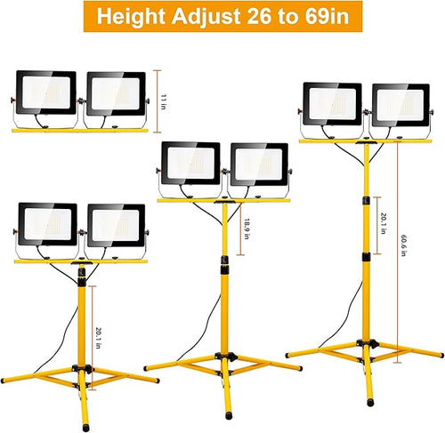 20000 Lumen Work Lights with Stand, 200W Dual Head LED Work Light, Waterproof - Image 2
