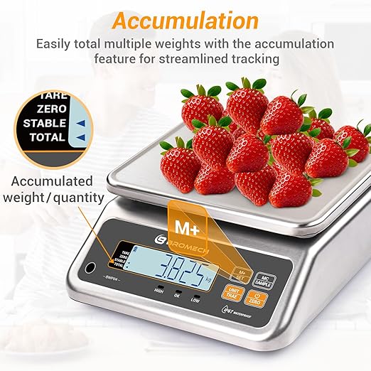Food Scale Pound and Ounce, Rechargable, Commercial Grade, Stainless Steel - Image 8