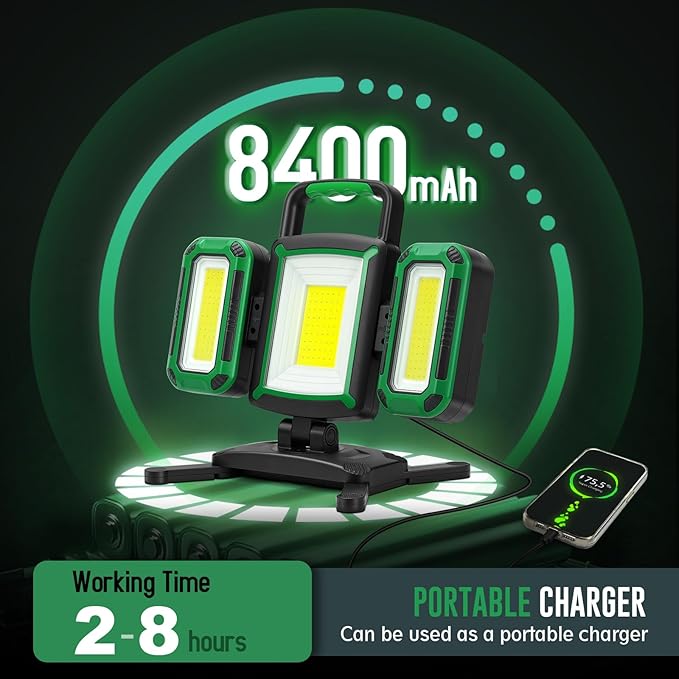 50W 5000LM Rechargeable Work Light, 3-in-1 Magnetic Work Light - Image 6