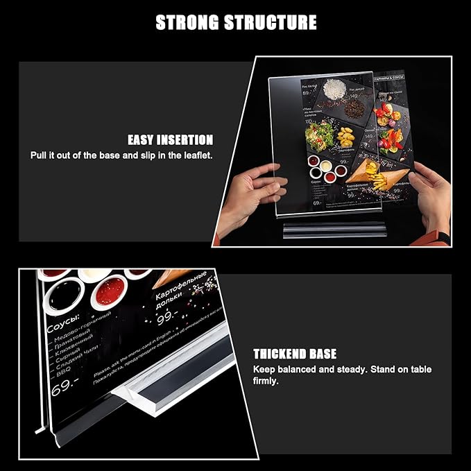 6pack Acrylic Sign Holder 5.5 X 8.5, Vertical T Shape Clear Plastic Menu Holder - Image 7