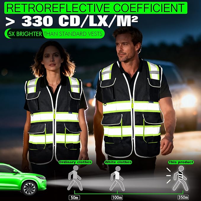 BeautyWill Custom Logo 10 Pockets Safety Vest Class2 ANSI Certified High - Image 2