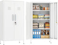 White Metal Locker Cabinet, Vertical Steel Storage Cabinet by Unknown