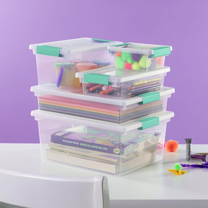 Sterilite 12-Pack Clip Box, Stackable Clear Plastic Bins - Image 7