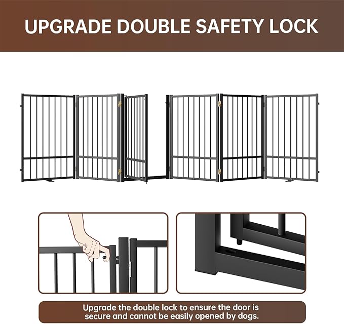 6 Panels Full Metal Freestanding Dog Gates - Image 6