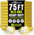 75ft Outdoor/Indoor Extension Cord 10/3 Gauge Ultra Heavy Duty 3 Prong SJTW by LifeSupplyUSA