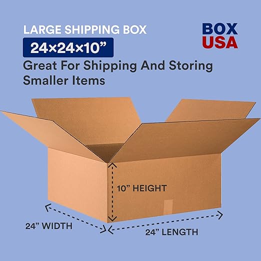 BOX USA 24x24x10 Corrugated Boxes, 24L x 24W x 10H, Storage Box - Image 3