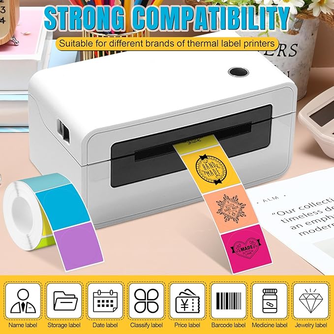 Ctosree 500 Pcs/ 1 Roll Thermal Sticker Labels Self Adhesive Direct Thermal - Image 3