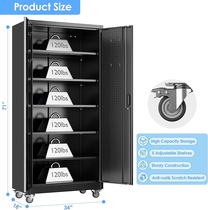 71" H×34" W×18" D Garage Storage Cabinet - Image 3