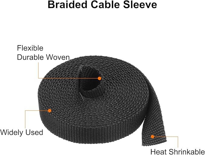 MECCANIXITY Braided Cable Sleeves Heat Shrinkable Fabric Sleeving, 1/4" 16ft - Image 4