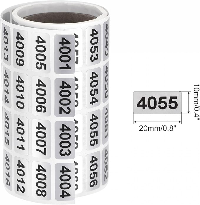 MECCANIXITY 4001 to 5000 Consecutive Number Stickers Inventory Label Black - Image 2