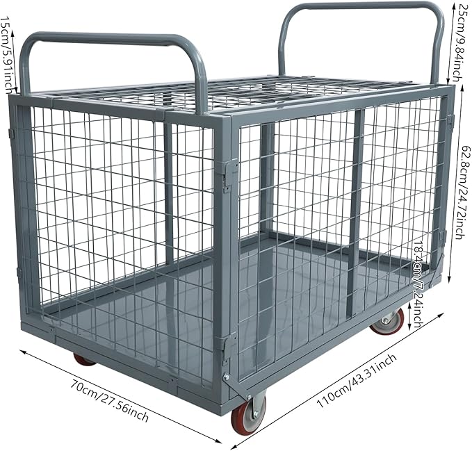 Platform Truck Cart with Cage 2200 lbs, 5-in-1 Folding Hand Truck with Wheels - Image 4