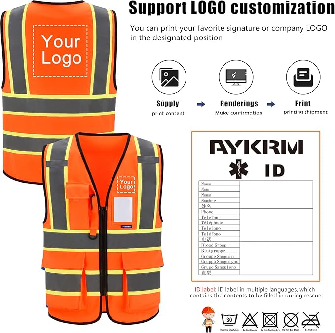 AYKRM 11 color High Vis Reflective Safety Vest - Image 2