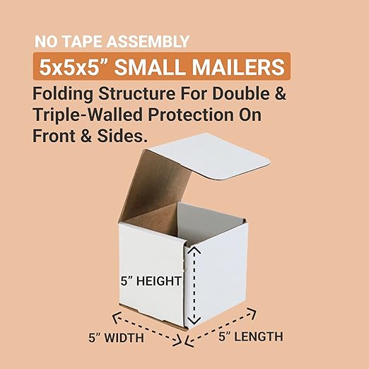 AVIDITI 5x5x5 Shipping Boxes Small Heavy Duty Corrugated Cardboard Boxes - Image 2