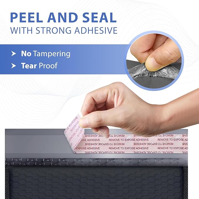 Black 10x13 Inch Poly Bubble Mailers |Self Seal Padded Envelopes - Image 3