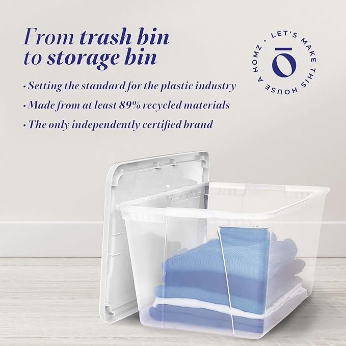 HOMZ 4-Pack Snaplock, Large Clear Plastic Storage Organizer Bins w/Lids - Image 7