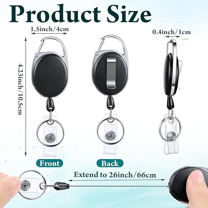 Laumoi Retractable ID Badge Holder Badge Reel - Image 2