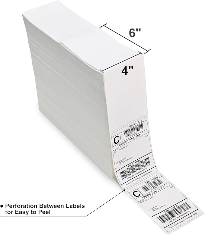 L LIKED 4 x 6 Thermal Labels Fanfold, 5000 White Shipping Mailing Labels - Image 2