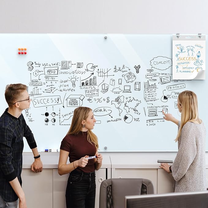 MaxGear Glass Whiteboard 96x48 Inches Wall Mounted, Magnetic White Board - Image 7