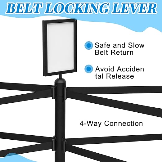 Therwen 6 Pcs Double Retractable Belt Barrier - Image 3