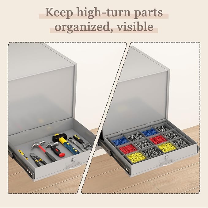 Steel Compartment Box Slide Rack, 4 Divider Scoop Boxes, Cold-Rolled Steel - Image 5