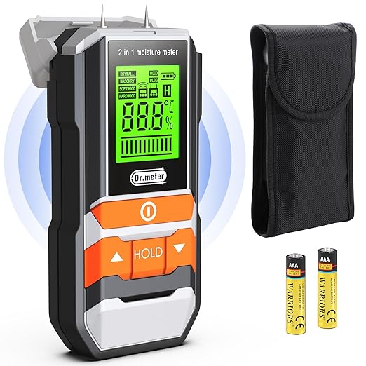 Dr.meter Wood Moisture Meter, 2 in 1 Pin & Pinless Moisture Tester, Digital - Image 8
