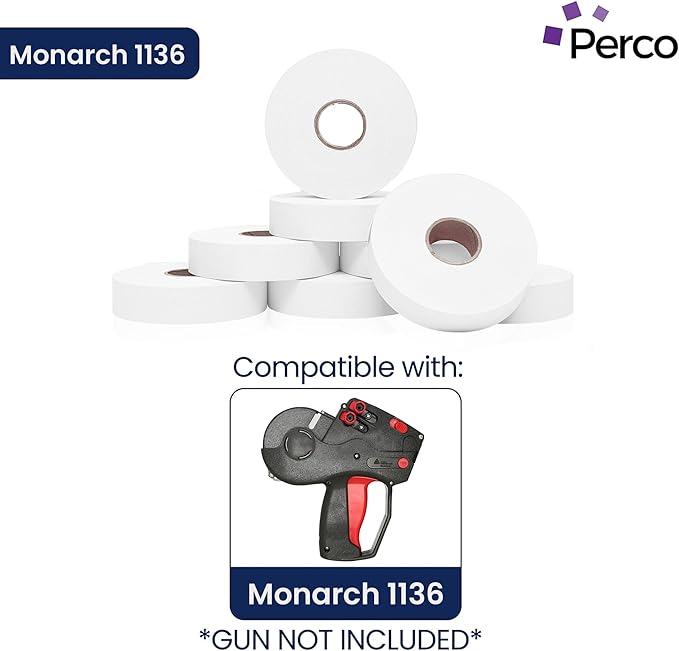 White Pricing Labels for Monarch 1136 Price Gun – Case of 8 Sleeves, 64 Rolls - Image 2