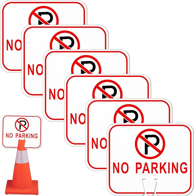Geetery 6 Pcs No Parking Signs Traffic Cone, 12.6 x 10.43 Inches Plastic by Geetery