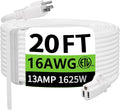 HUANCHAIN Indoor Outdoor White Extension Cord 20 ft Waterproof, 16/3 Gauge by huanchain