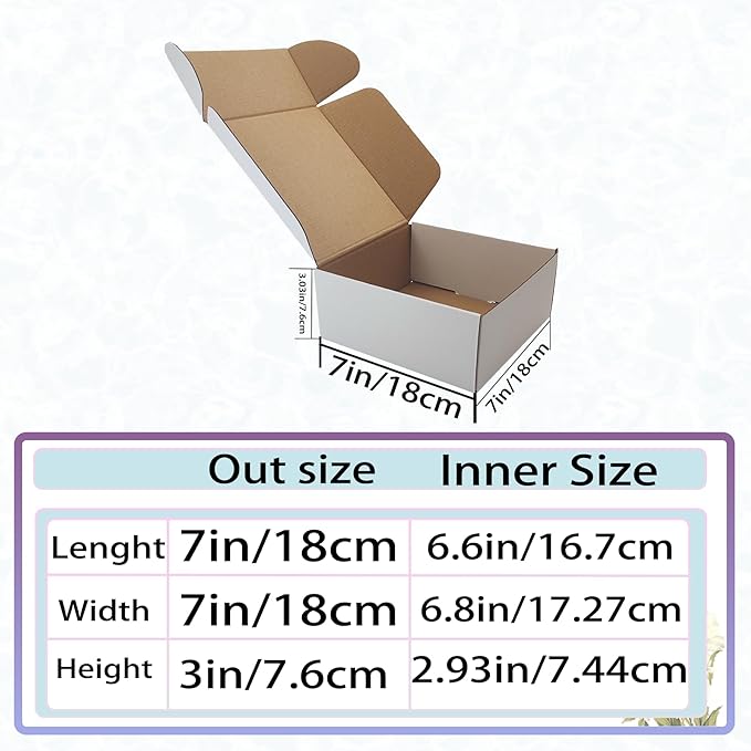 7x7x3 Inches White Shipping Boxes Set of 25，Cardboard Boxes Recyclable - Image 6