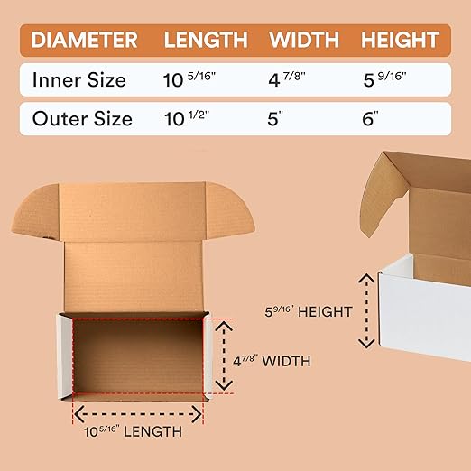 Box USA 10" Deluxe Shipping Boxes, 10 1/2"L x 5"W x 6"H, Gifts or Bulk Business - Image 2