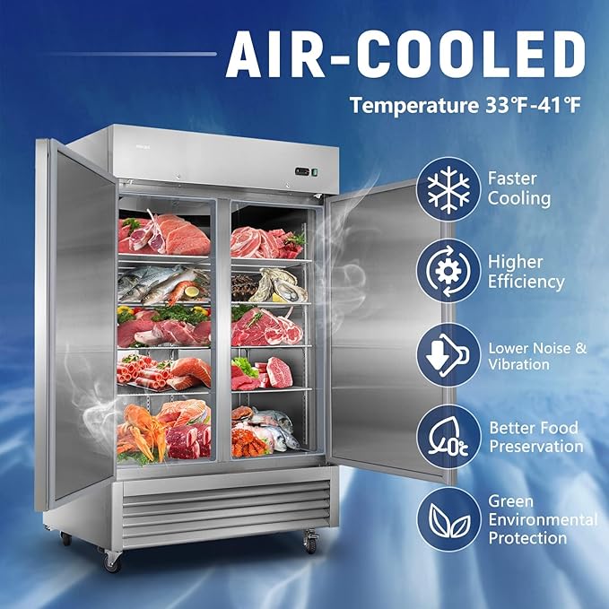 JINSONG 54" Commercial Refrigerator, 49 Cu.Ft Stainless Steel Reach-in Fridge - Image 5
