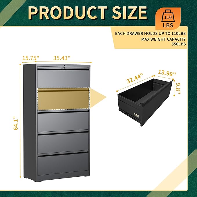 5 Drawer Lateral File Cabinet - Image 3