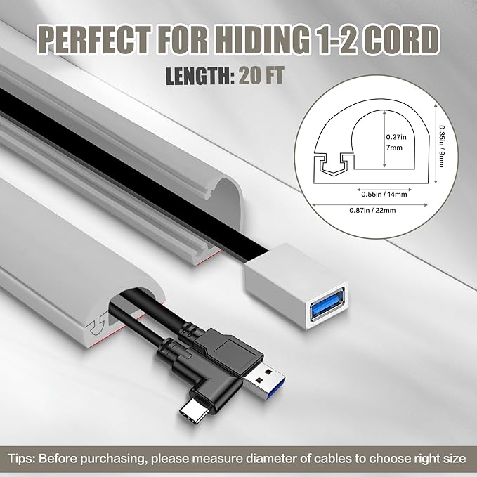 Cord Wall Cover, 236in Self-Adhesive Wire Covers - Image 7