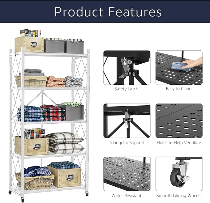 Lifetime Home 5-Tier Foldable Storage Shelf - Image 5