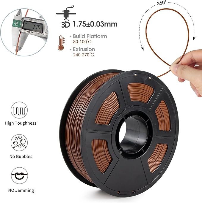iSANMATE ASA Filament 1.75mm Brown 1KG, UV & Weather Resistant 3D Printer - Image 2