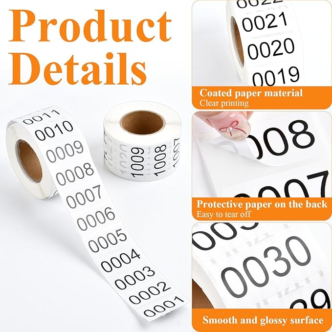 0001-2000 Pieces Inventory Number Sticker, 2 Roll Consecutively Numbered Labels - Image 3