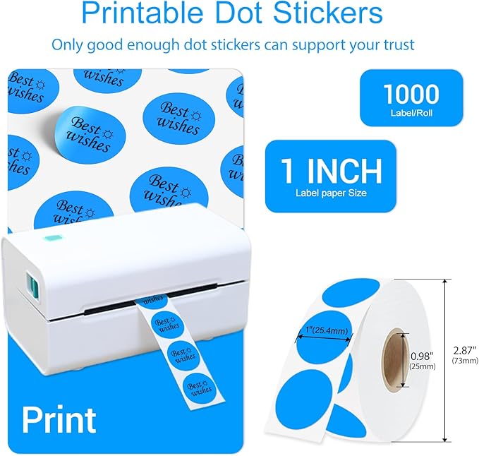 1 Inch Circle Dot Stickers 1000 PCS Color Coding Thermal Labels Dots Writable - Image 3