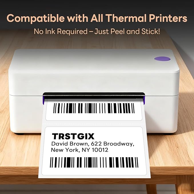 4" x 2" Direct Thermal Labels, Strong Adhesive Barcode & Return Address - Image 5
