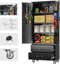 Garage Storage Cabinet with 2 Drawers and Pegboard, Metal Storage Cabinet with by REEMOON