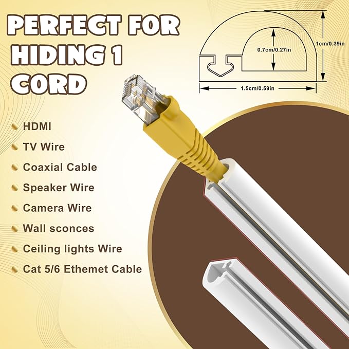 196 Inch Wall Cord Hider, Silicone Self Adhesive Cable Hider Cord Cover - Image 5