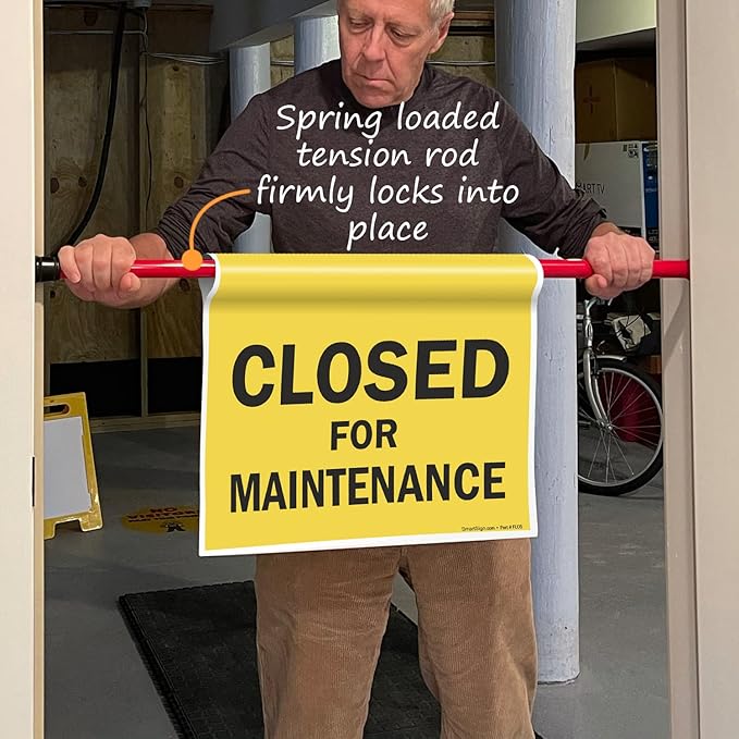 SmartSign "Closed For Maintenance" Hanging Doorway Barricade Sign, - Image 3