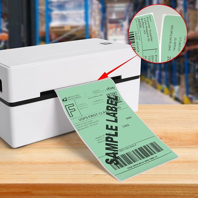 Green Thermal Labels 3 × 5 Inch Vinyl Self-Adhesive Fanfold Direct Shipping - Image 2