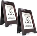 Premium Wooden Caution Wet Floor Sign – Bilingual w/Non-Skid Plastic Feet – by WholesaleHotelProducts